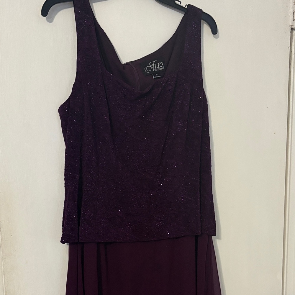 Size 18 Alex Evenings Sparkle Plum Draped Evening dress with Jacket women